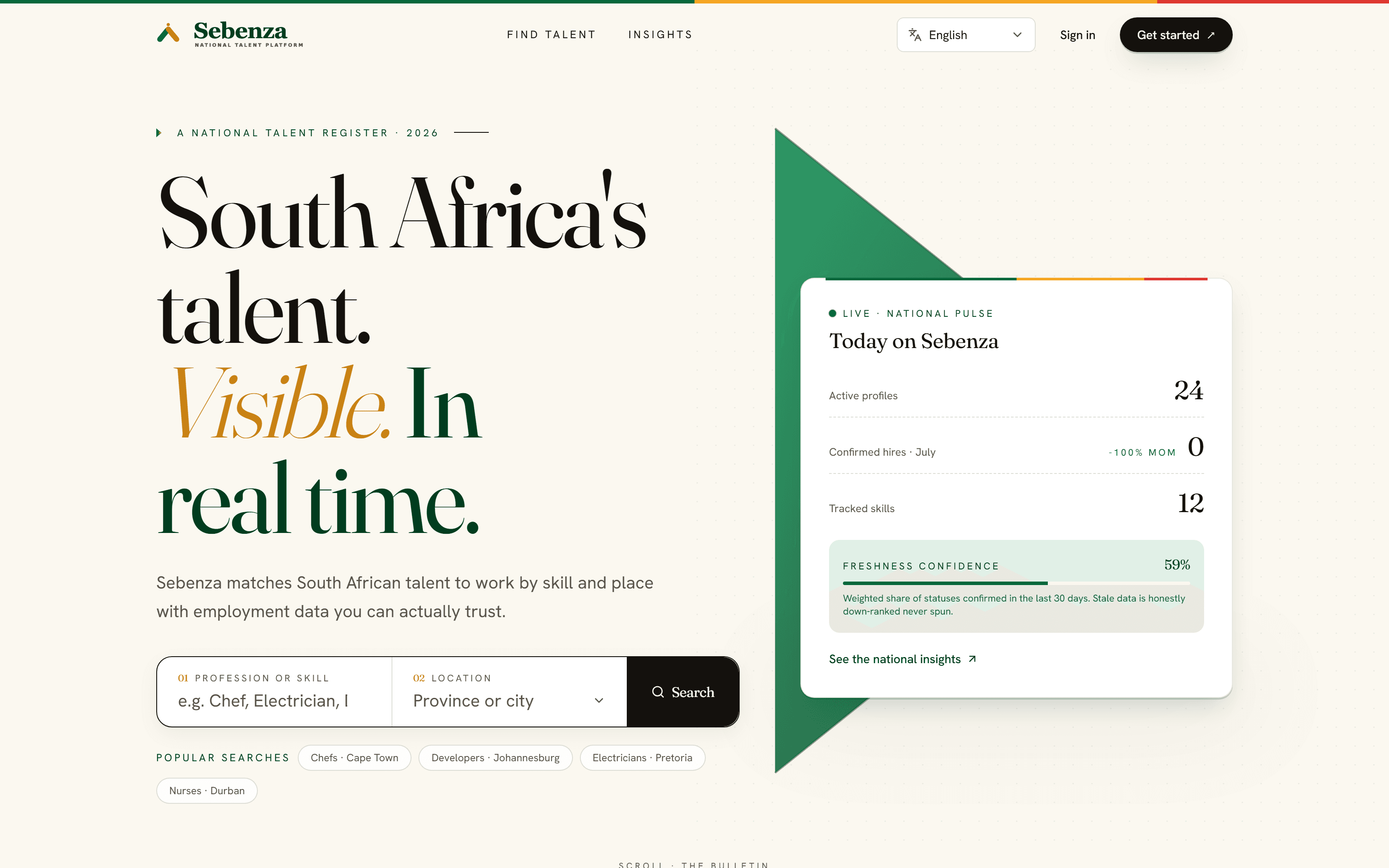 Sebenza · A national talent-intelligence platform for South Africa.