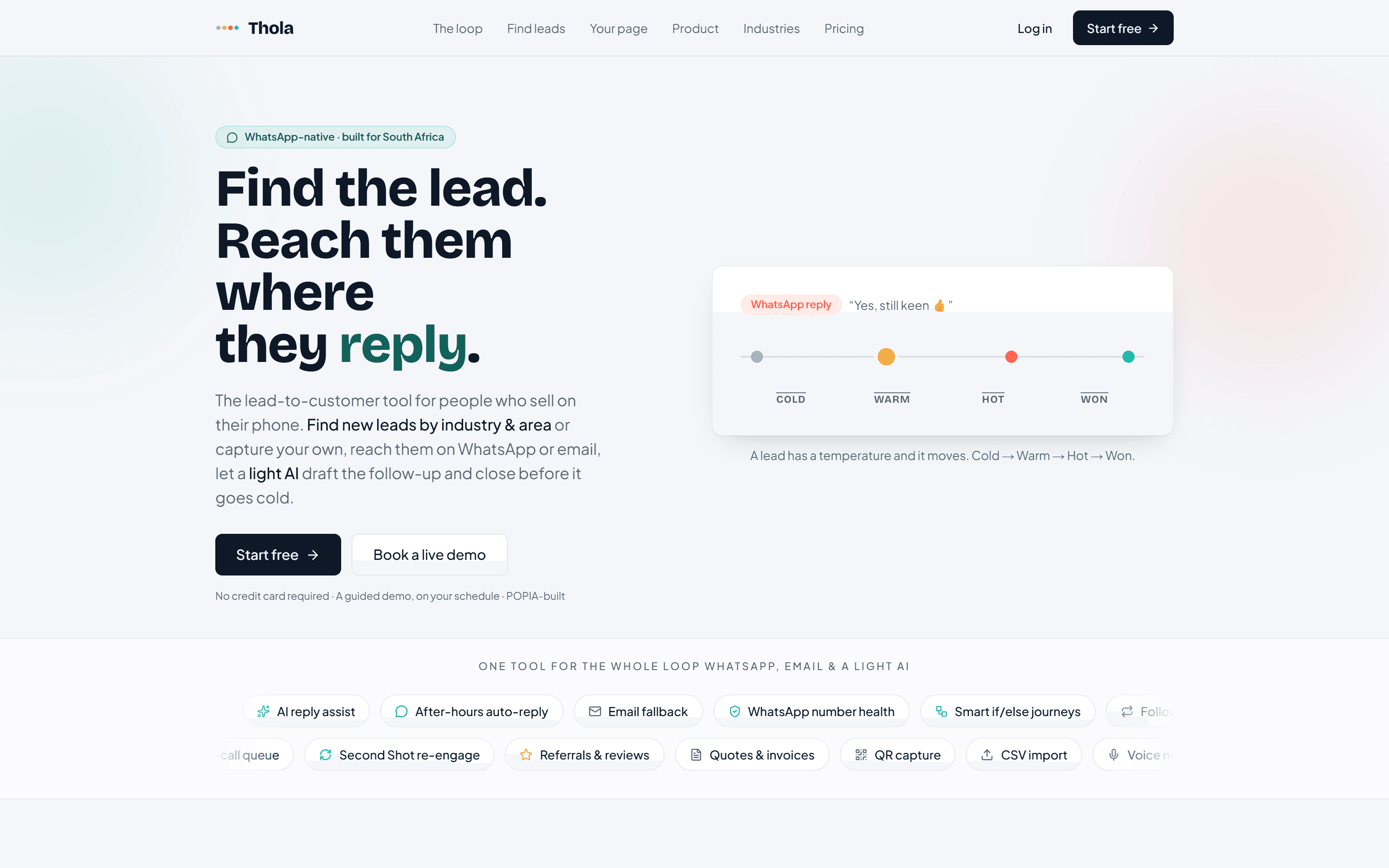 Thola Leads · A WhatsApp-native lead engine for people who sell on their phone.